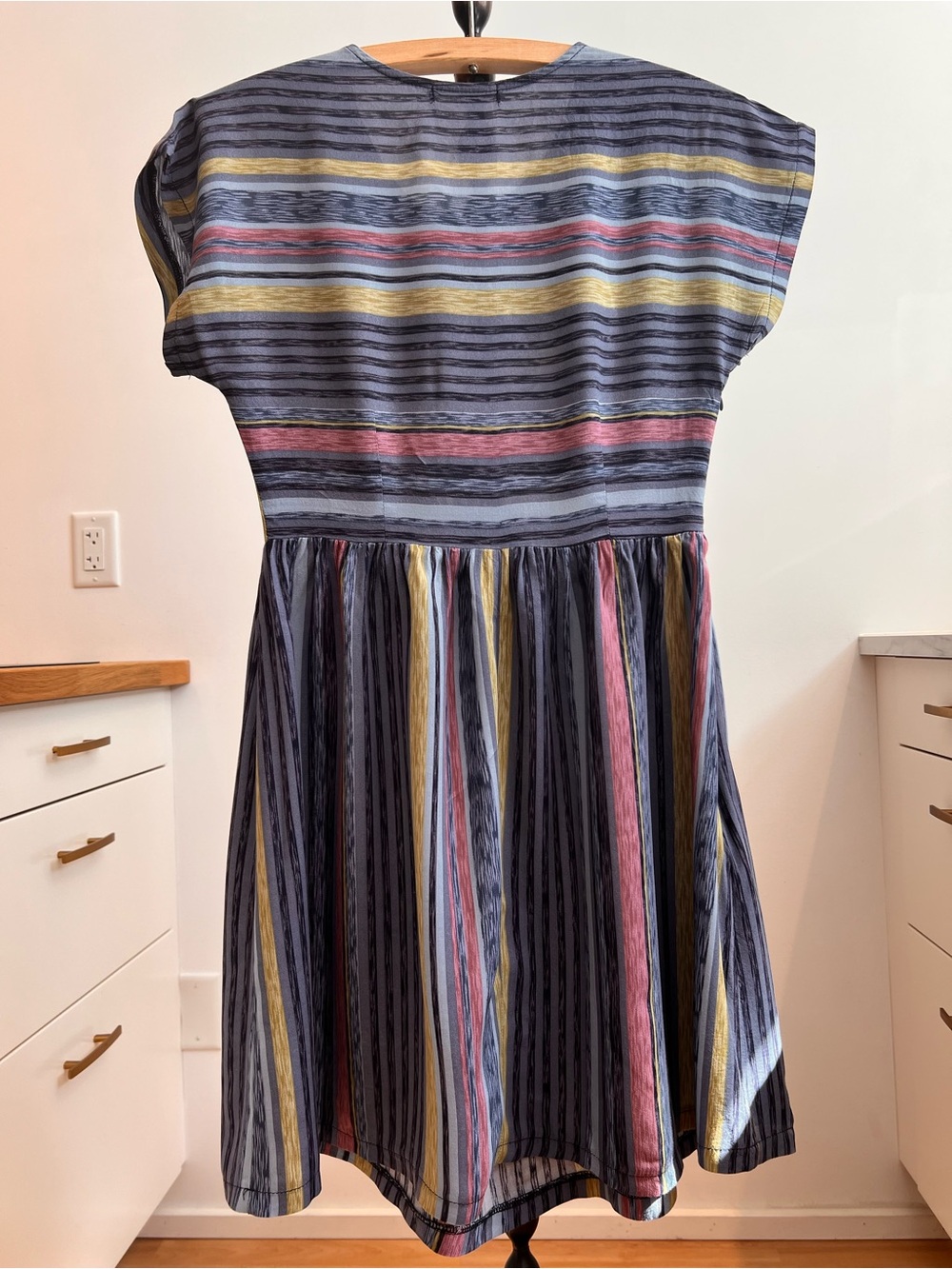 Striped Multi-Color Short Sleeve Mini Dress - Picture 5 of 6